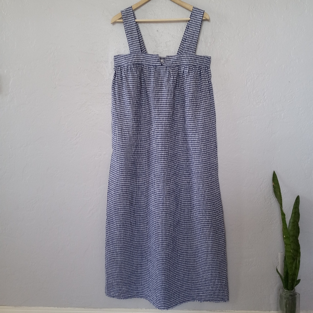 Reformation Raphael Linen Maxi Dress Challah Check Blue White Gingham M - Picture 4 of 16